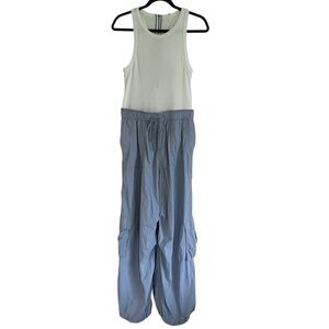 Anthropologie Daily Practice Blue White Messa Sleeveless Jumpsuit NWT Medium